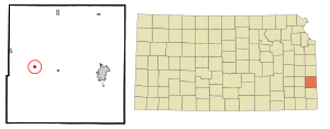 Location within Bourbon County and Kansas