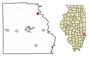 Location of Hutsonville in Crawford County, Illinois.