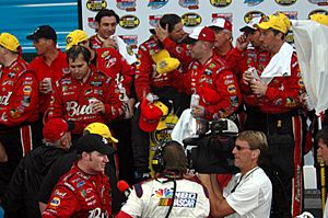 Dale Earnhardt Jr and team in the winners circle photo D Ramey Logan