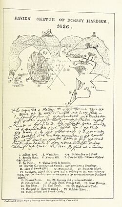 Davies' sketch of Bombay harbour 1626