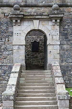 Dumbarton Castle - view entrance gateway from E