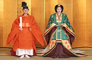 Emperor Naruhito and Empress Masako in formal wedding robes