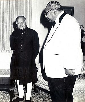 Fakhruddin Ali Ahmed with the King of Tonga Tāufaʻāhau Tupou IV