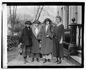 Far Western delegates to Woman's Party conference. L to R- Miss Emma Wold, Portland, Oregon; Mrs. Wm. Kent, San Francisco, Cal.; Mrs Lucille Shields, Amarillo, Tex.; Miss Sybil Moore, LOC npcc.07327