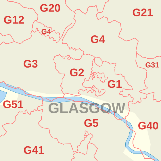 G postcode area inset map