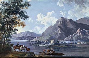 George Barret - Ferrying animals across the lake at Windermere
