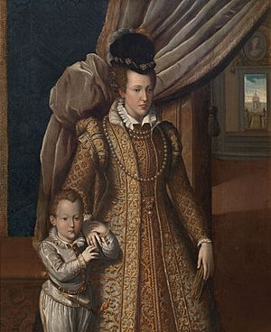 Giovanni Bizzelli - Giovanna d'Austria e suo figlio don Filippino de' Medici - 1586.jpg