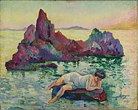 Henri Manguin, 1906, Le Rocher (La Naïade, Cavalière), oil on canvas, 71 × 89 cm, private collection