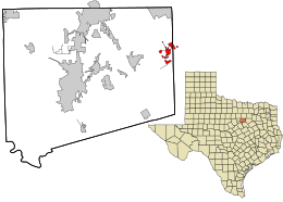 Location in Johnson County and the state of Texas