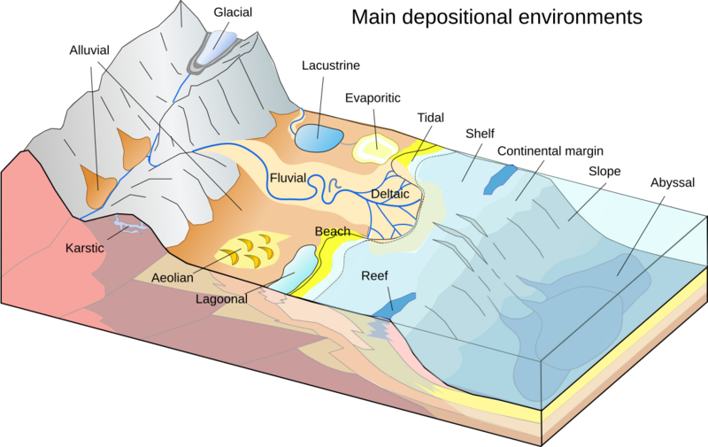Main depositional environments