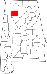Map of Alabama highlighting Winston County