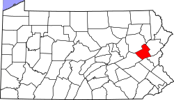 Location of Carbon County in Pennsylvania