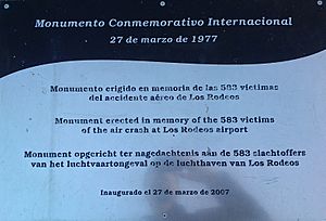 Memorial plaque at International Tenerife Memorial March 27, 1977