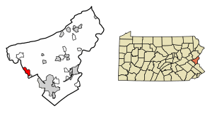 Location of Northampton in Northampton County, Pennsylvania.