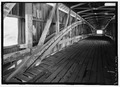 OBLIQUE VIEW OF INTERIOR ARCH. - West Union Bridge, Spanning Sugar Creek, CR 525W, West Union, Parke County, IN HAER IN-105-15