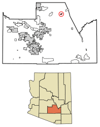 Location of Superior in Pinal County, Arizona.
