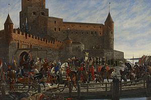 Severin Falkman - Karl Knutson Bonde Leaving Vyborg Castle for the Royal Election in Stockholm 1448
