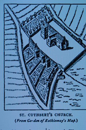 St Cuthbert's as shown on Gordon of Rothemay's map of Edinburgh (1647)