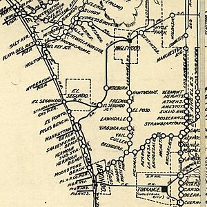 Streetcar stops of South Bay region of Los Angeles 1912
