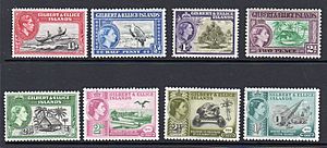 1939 & 1956 stamps of the Gilbert and Ellice Islands