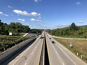 2022-09-01 09 45 13 View west along Interstate 78 and U.S. Route 22 (William Penn Highway) from the overpass for North Fourth Street in Hamburg, Berks County, Pennsylvania