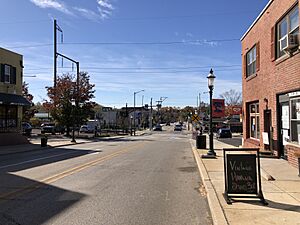 2022-10-30 12 53 03 View southwest along Butler Avenue at Main Street in Ambler, Montgomery County, Pennsylvania