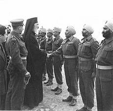 Archbishop Damaskinos inspects Indian troops in Salonika 1945