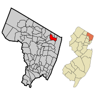 Map highlighting Norwood's location within Bergen County. Inset: Bergen County's location within New Jersey.