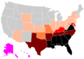 Black % by U.S. state 1900