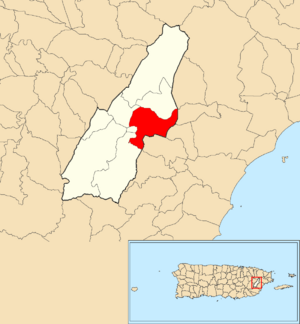 Location of Collores within the municipality of Las Piedras shown in red