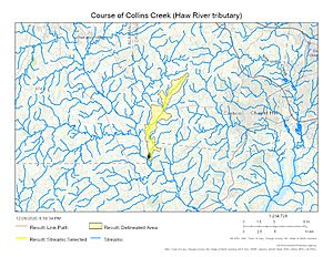 Course of Collins Creek (Haw River tributary)