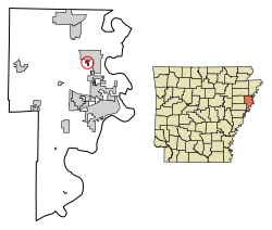 Location of Jericho in Crittenden County, Arkansas.