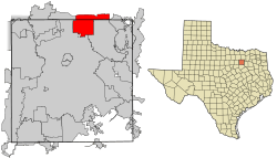 Location within Dallas County and the state of Texas