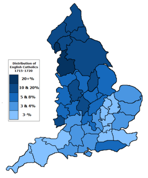 Distribution of English Recusant Catholics, 1715-1720