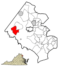 Location of Centreville in Fairfax County, Virginia