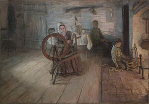 Henry Ossawa Tanner - Spinning By Firelight (1894)