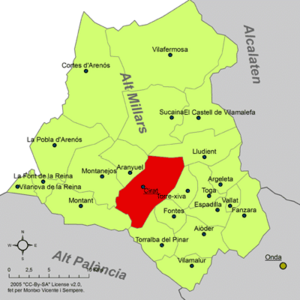 Location of Cirat in Alto Mijares.