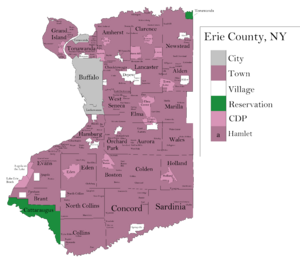 Map of Erie County, New York