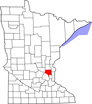Map of Minnesota highlighting Anoka County