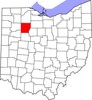 Map of Ohio highlighting Hancock County