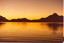 Midnight Sun in Itivdleq fjord