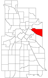 Location of Como within the U.S. city of Minneapolis