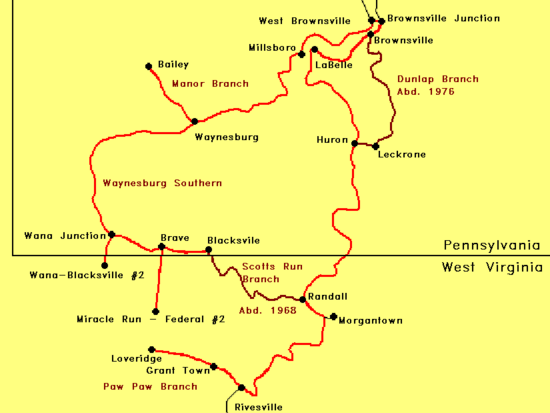 Monongahela Railway (route map)