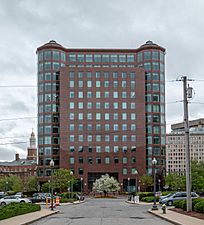 One Citizens Plaza, a red commercial high-rise building in Downtown Providence