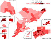 Ontario general election, 2007 results by riding - Liberal Party strength
