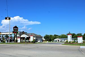 The main entrance into the community.