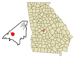 Location in Peach County and the state of Georgia