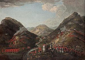 Peter Tillemans - The Battle of Glenshiel 1719. Figures probably include Lord George Murray, c 1700 - 1760; Rob Roy MacGregor, 1671 - 1734; and General Joseph Wightman, d. 1722 - Google Art Project.jpg