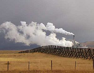 Power plant seen from U.S. Highway 30 just west of Kemmerer, Wyoming