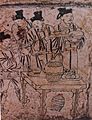 Preparing drinks, mural from Tomb in Aohan, Liao Dynasty